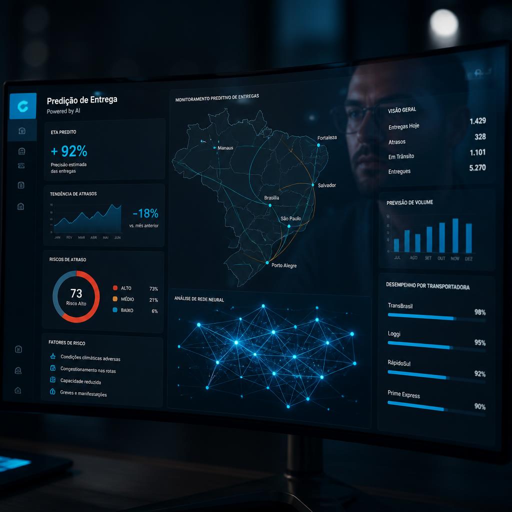 Dashboard MyTracking com IA preditiva de entregas e mapa do Brasil